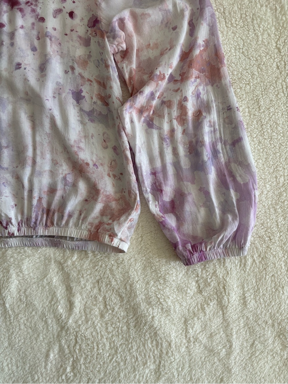 Anthropologie Cloth & Stone Tie-Dye Blouse Purple Pink Boho Size M - Picture 8 of 13